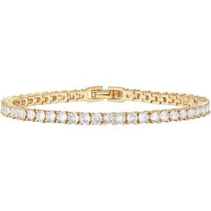 PAVOI Gold Tennis Bracelet for Women 3mm Cubic Zirconia Gift Size 6.5 Inch
